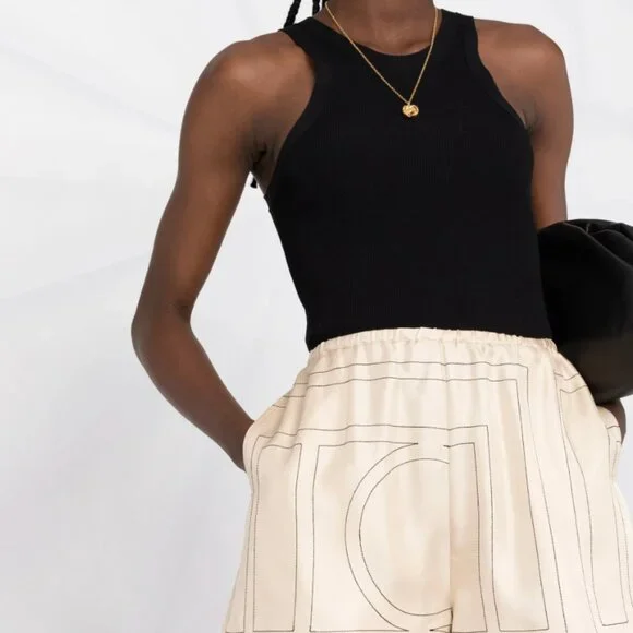 TOTEME monogram-print silk shorts - Picture 2 of 6